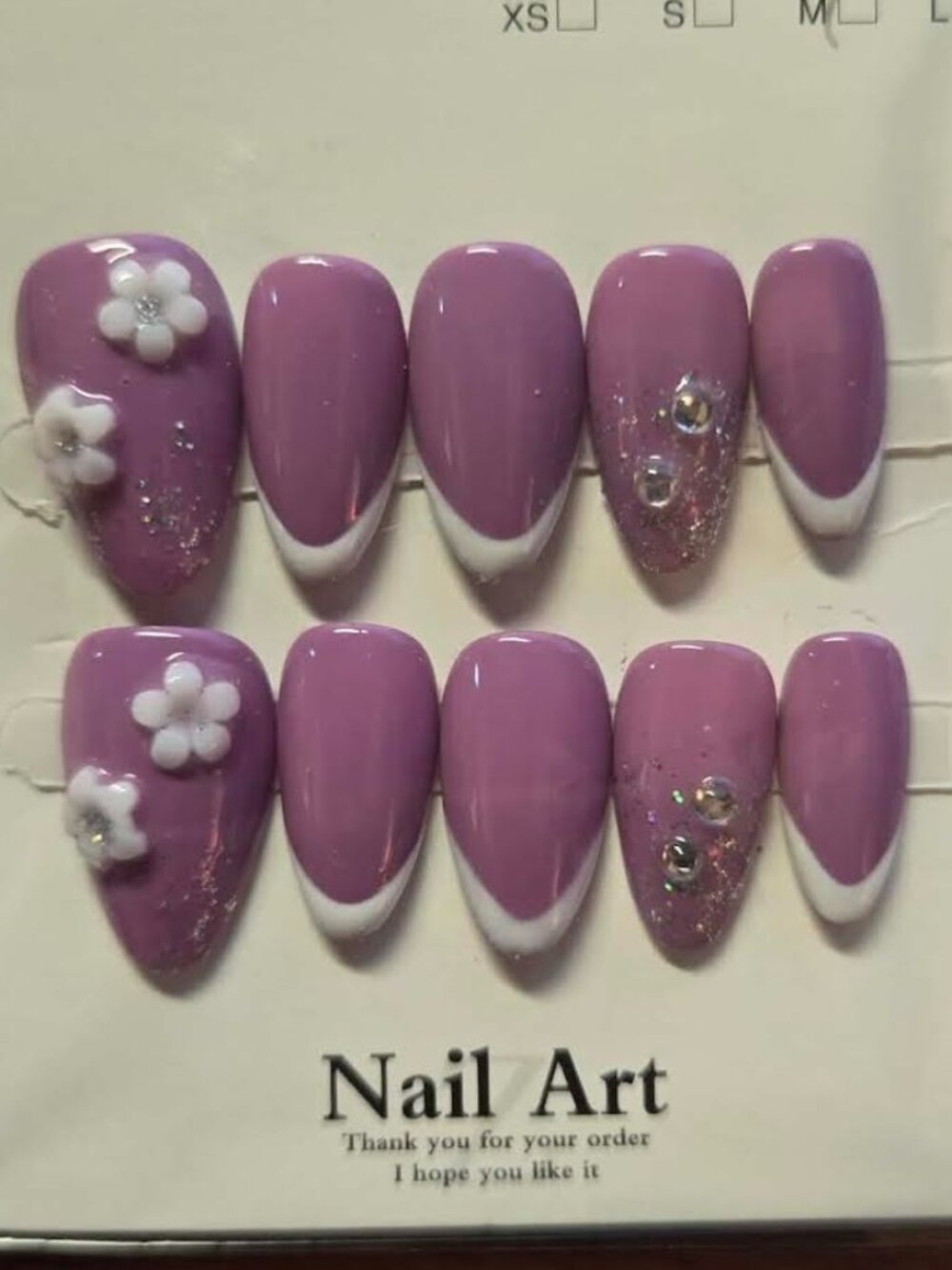 Purple Blossom Press on Nail Set